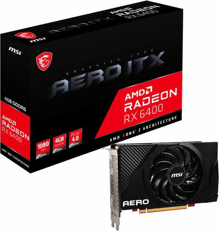 MSI RX 6400 AERO ITX 4G GDDR6 4 GB AMD Radeon Chipset 64 bit 2321